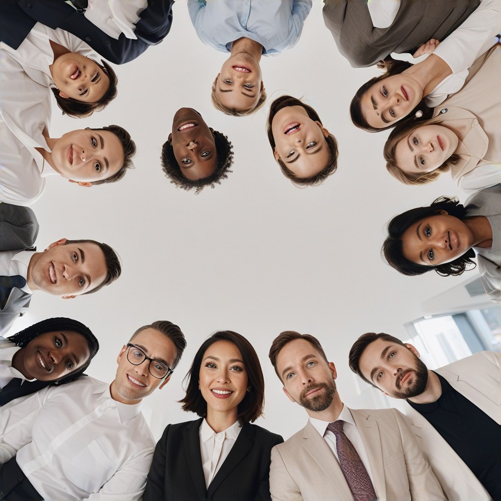 People collaborating in a bright and modern office, fostering teamwork and innovation, diverse group, engaging expressions, (teamwork:1.3), (innovative:1.2).